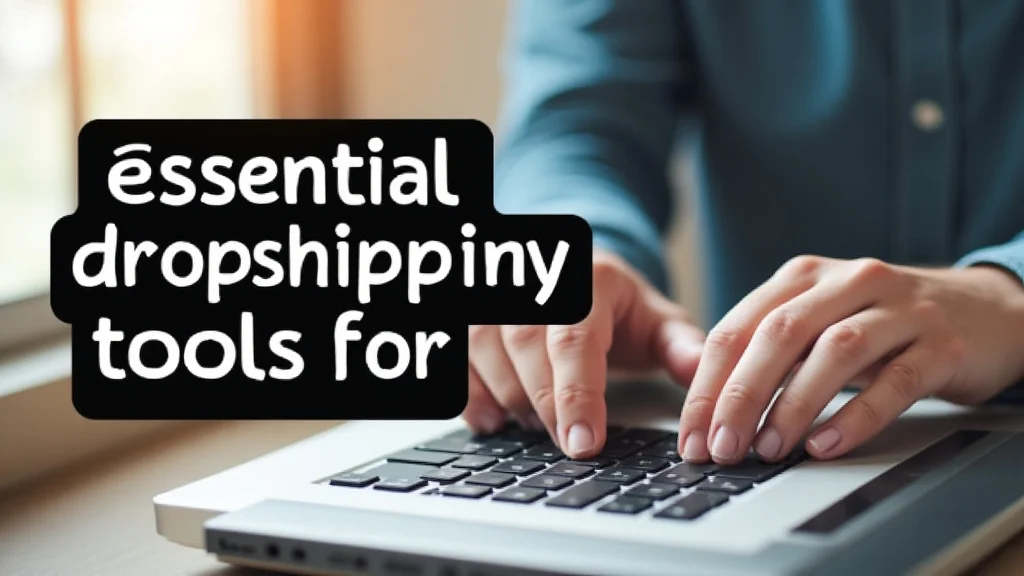 The image shows a variety of essential dropshipping tools laid out for beginners, ready for business.